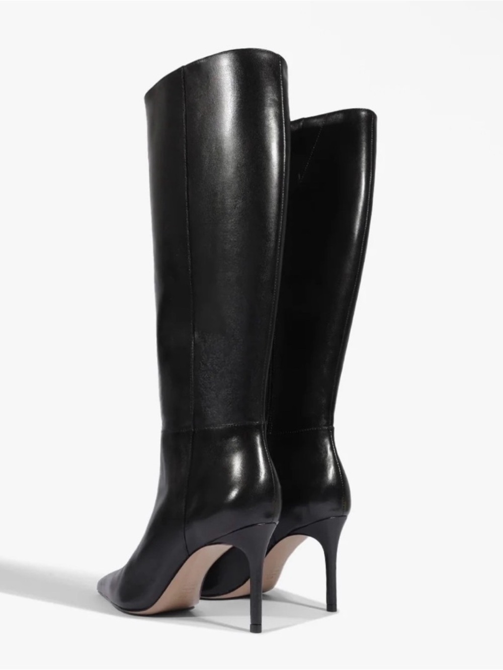 Schutz Mikki Up Casual Black Leather Knee High Tall Stiletto Boots Size 8.5 $298 - Picture 6 of 10